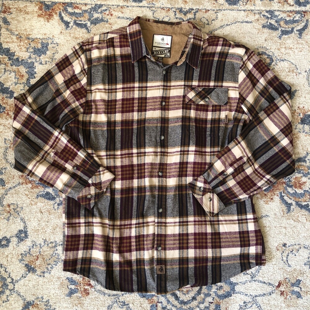 Legendary Whitetails Mens Buck Camp Cabin Fever Flannel Shirt Size XLT